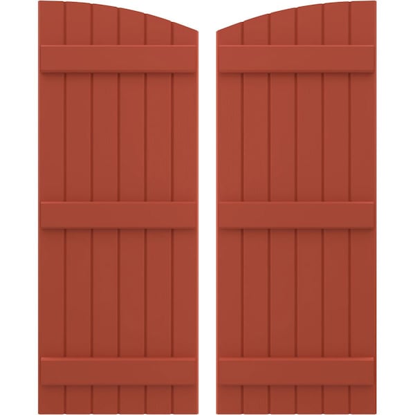 Ekena Millwork Americraft 6-Board (3 Batten) Wood Joined Board-n-Batten Shutters w/Ellipt Top, ARW401BE621X49CLH, PR ARW401BE621X49CLH - main